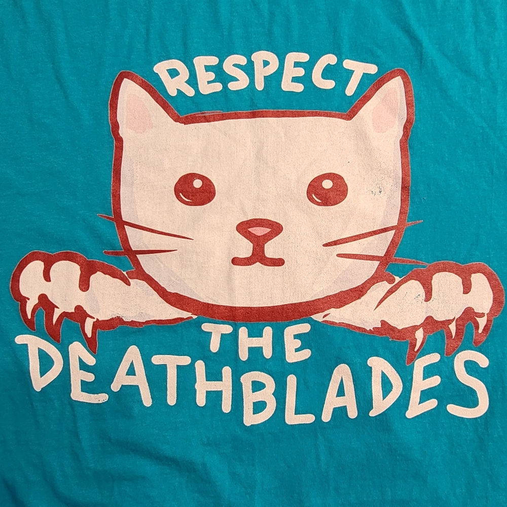 Respect The Death Blades Cat Lover Tee Strange Planet Unisex Styling XL Blue
